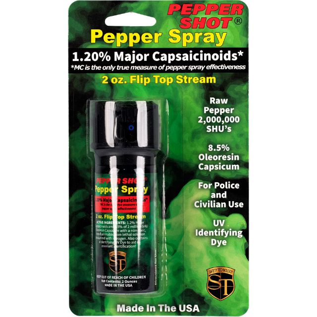 Pepper Shot 2 oz Pepper Spray stream flip top