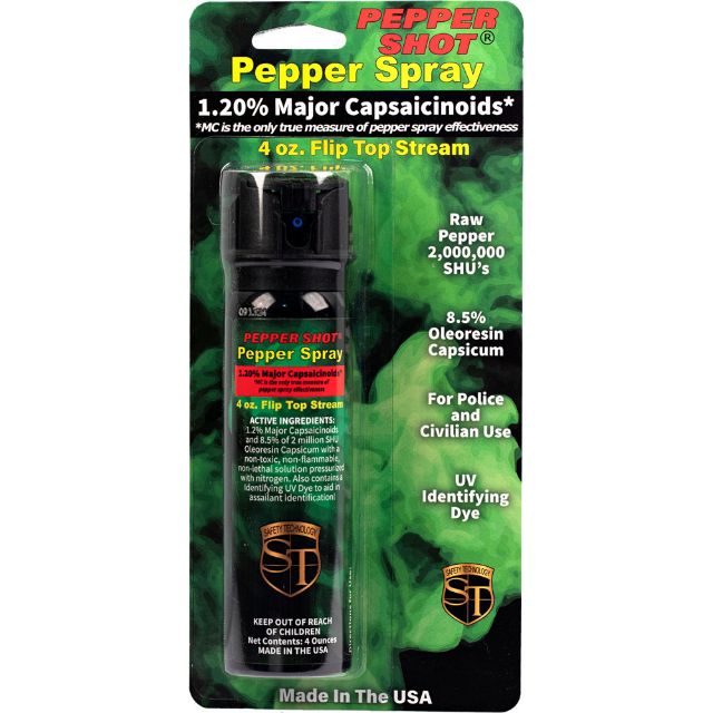 Pepper Shot 4 oz Pepper Spray stream flip top