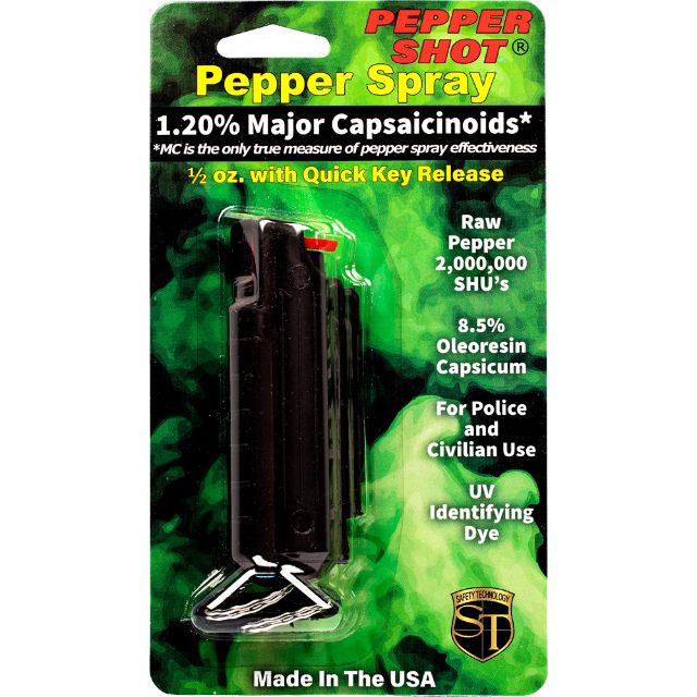 Pepper Shot 1/2 oz Pepper Spray Hard Case Belt Clip Black