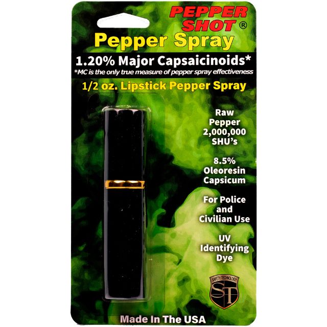 Pepper Shot 1/2 oz lipstick Pepper Spray Black