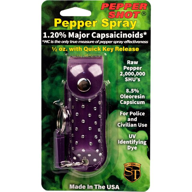 Pepper Shot 1/2 oz rhinestone Leatherette Holster Purple